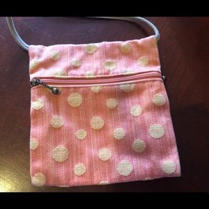 Crossbody simple boho pouch , peach color